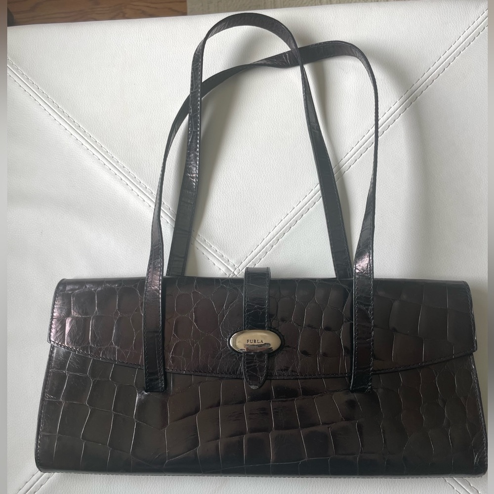 Furla brown crocodile bag
